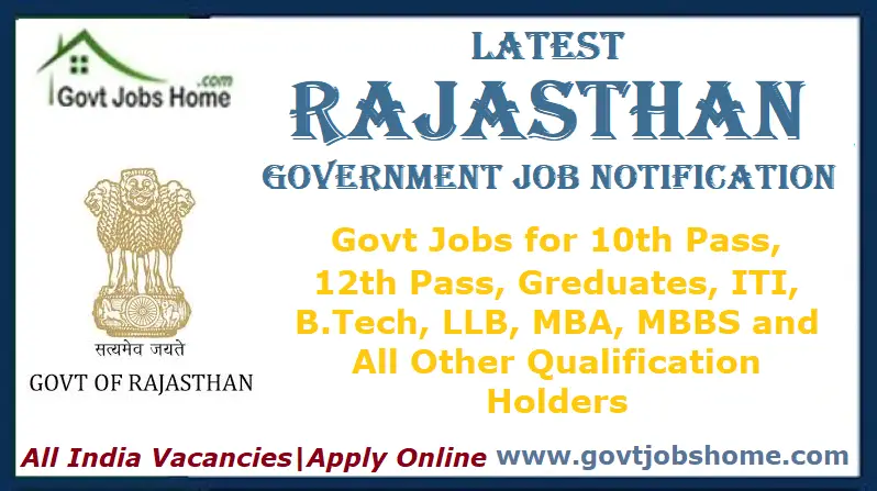 Latest Rajasthan Govt Jobs 2024