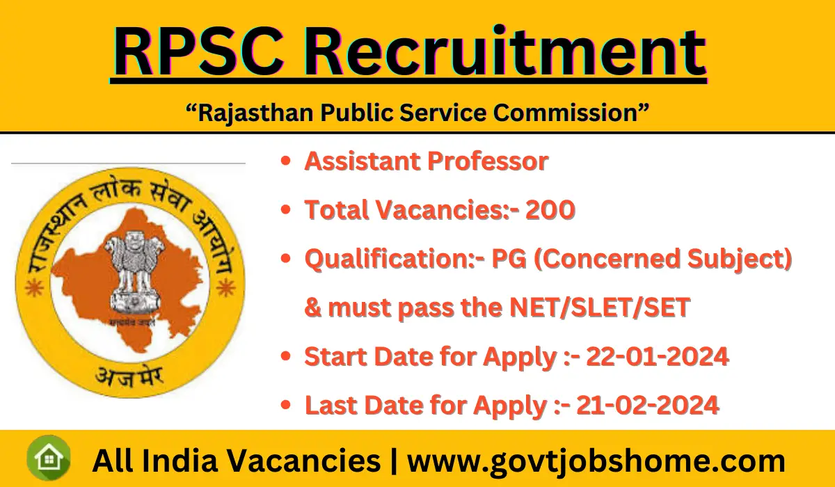 RPSC Recruitment: Assistant Professor – 200 Vacancies