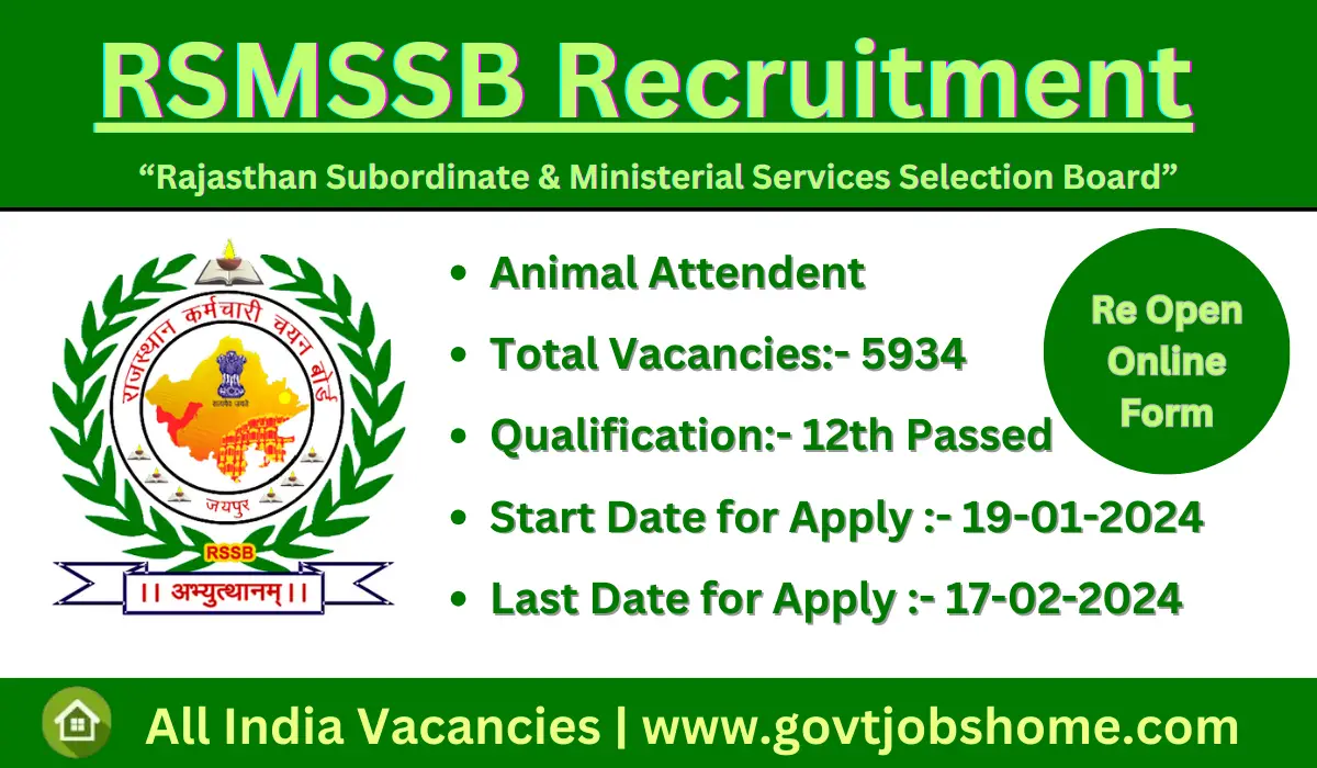 RSMSSB Recruitment: Animal Attendant – 5934 Vacancies