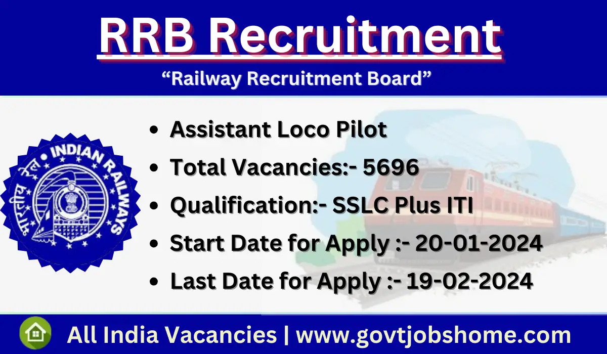 RRB Recruitment: Assistant Loco Pilot – 5696 Vacancies