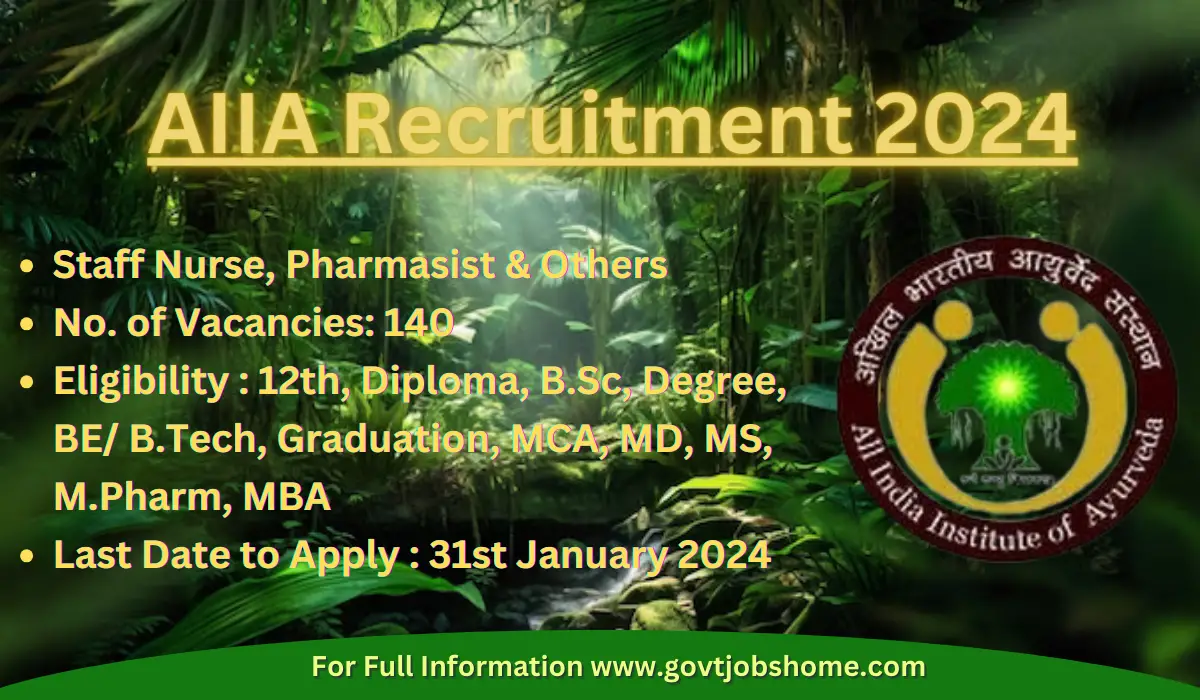 AIIA Recruitment: Staff Nurse, Pharmacist & Other – 140 Vacancies