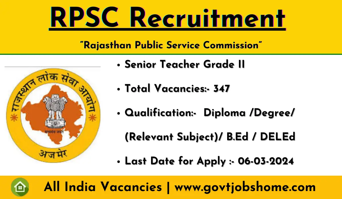RPSC Recruitment: Senior Teacher Grade II – 347 Vacancies
