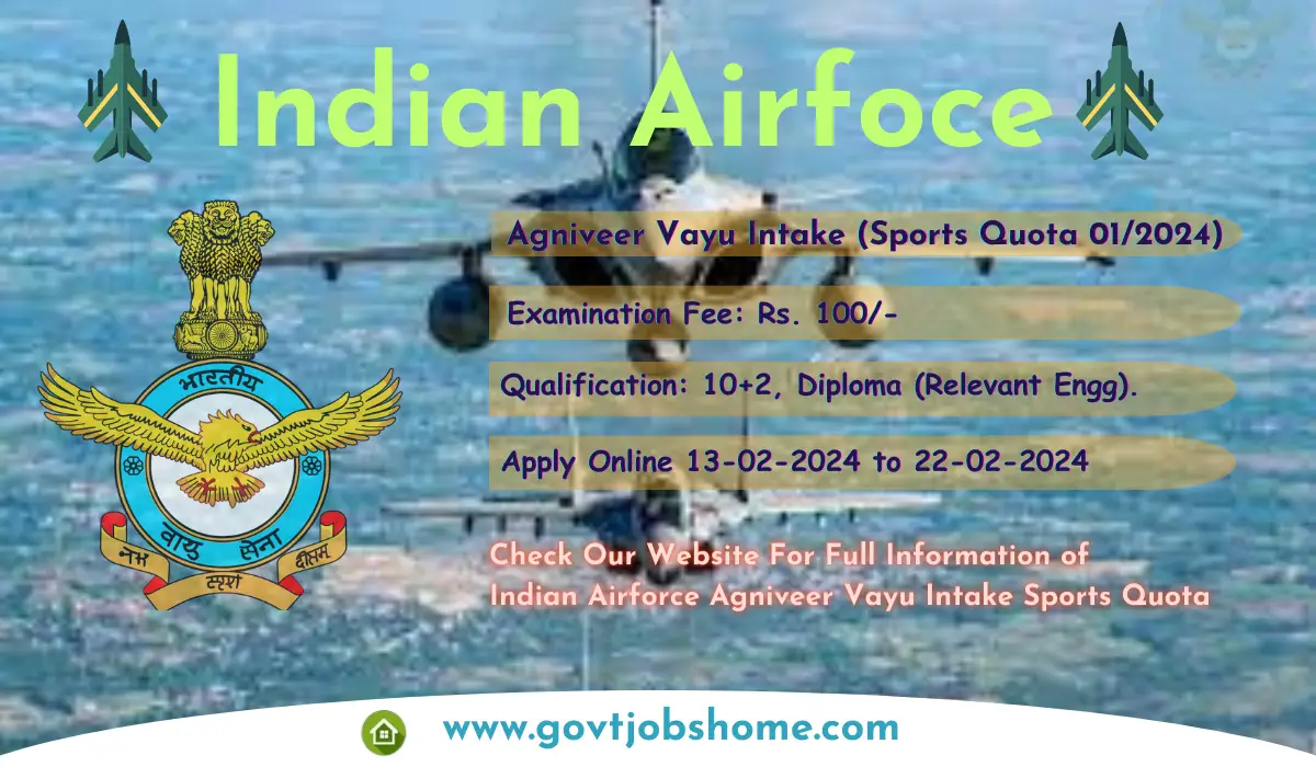 Indian Airforce: Agniveer Vayu Intake (Sports Quota 01/2024)