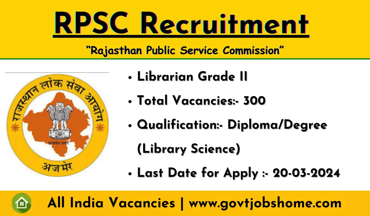 RPSC Recruitment: Librarian Grade II – 300 Vacancies