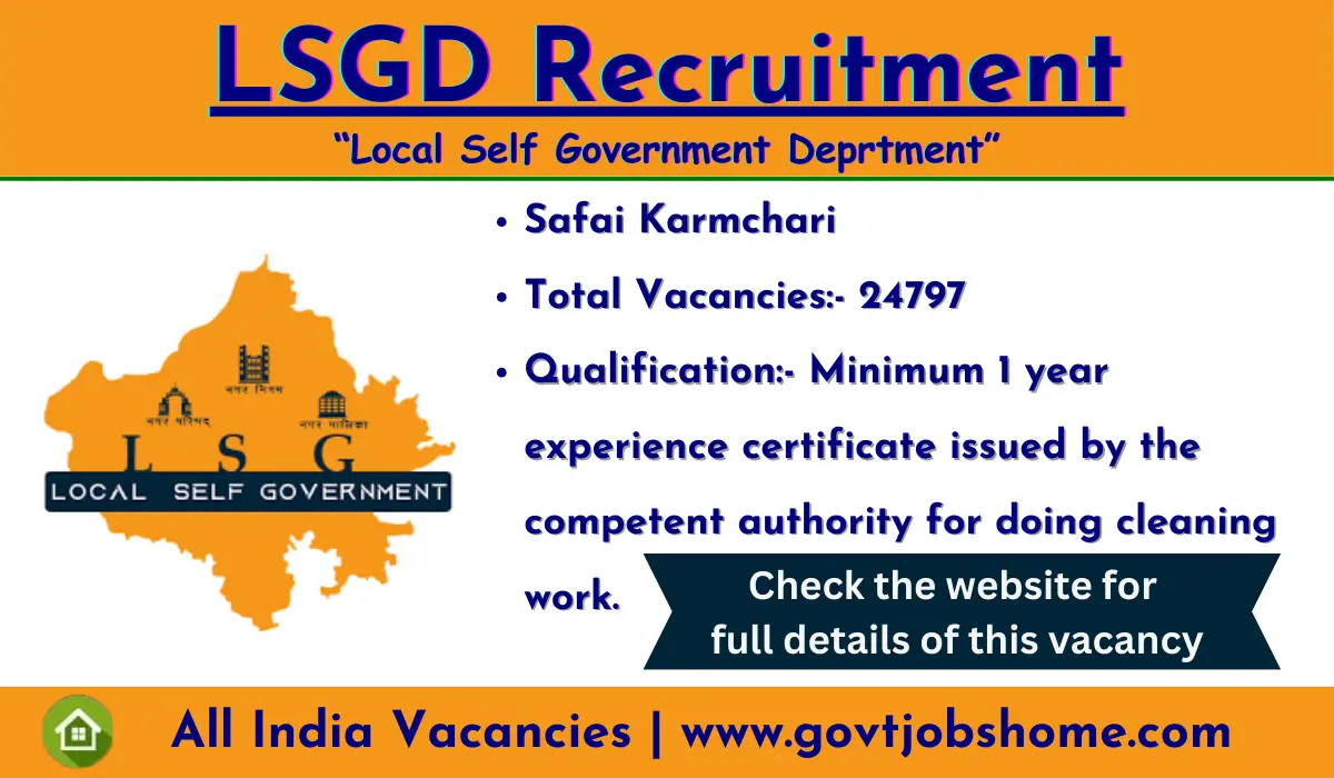Rajasthan Recruitment: Safai Karmchari – 24797 Vacancies