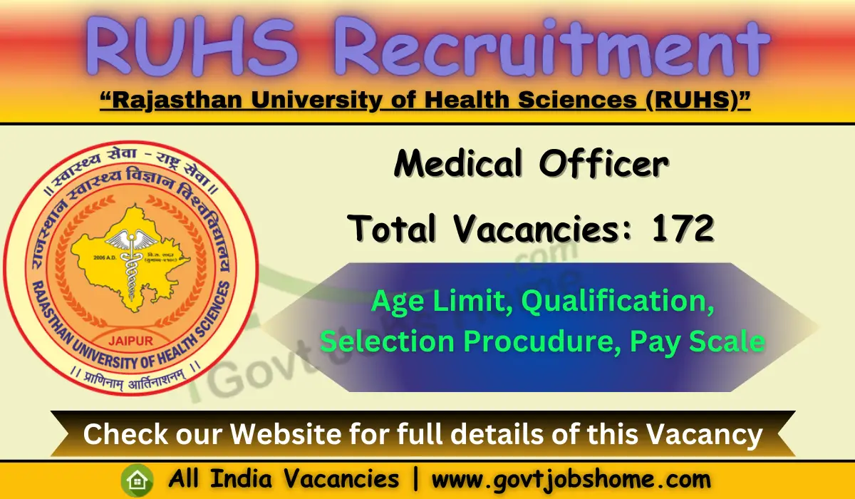 RUHS Recruitment: Medical Officer – 172 Vacancies